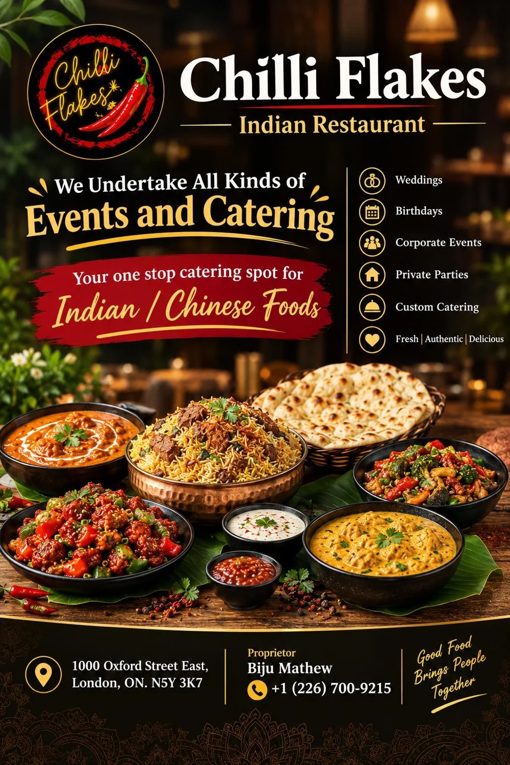 Chilli Flakes Events and Catering - Indian and Chinese Catering in London Ontario